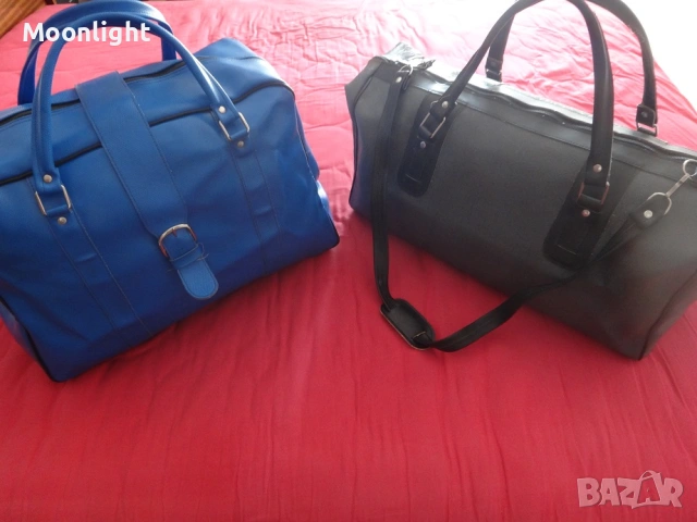 Антики - 2 големи ретро кожени сака / пътни чанти винтидж