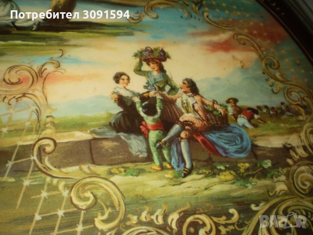 Голям поднос 1950 г., сцени от Гоя  поднос с дръжки, поднос за закуска, снимка 5 - Антикварни и старинни предмети - 42969287
