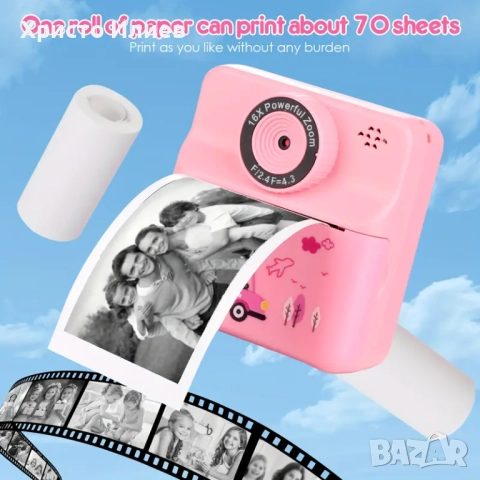 Моментална камера за деца детска камера с функция за печат фотоапарат с вградени игри, снимка 10 - Фотоапарати - 51443247