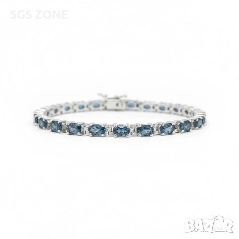 Ръчно изработена сребърна гривна с топаз Лондон, снимка 6 - Гривни - 52582096