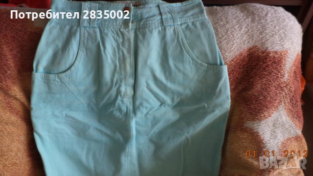 На вашето внимание-къса датска дънкова светло синя пола, снимка 2 - Поли - 43555968