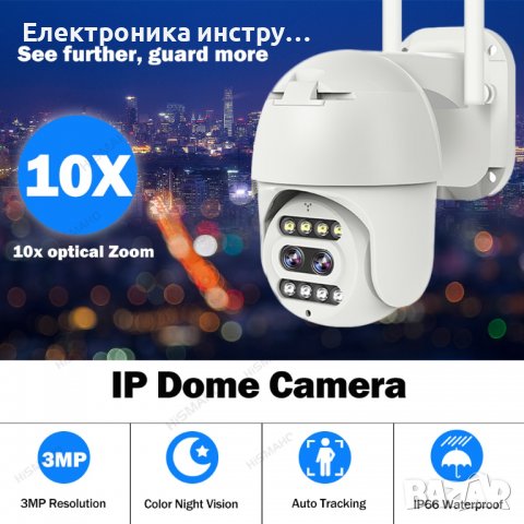 Външни камери с две лещи и оптичен зуум 10пъти до 200метра, снимка 2 - Камери - 36967858