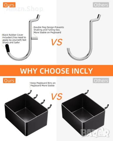 Комплект органайзери за Pegboard куки за дъски с колчета с контейнери за организиране на инструменти, снимка 2 - Други инструменти - 47855384