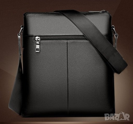 Стилна мъжка ръчна кожена чанта черна; модел №1, снимка 3 - Чанти - 37985456