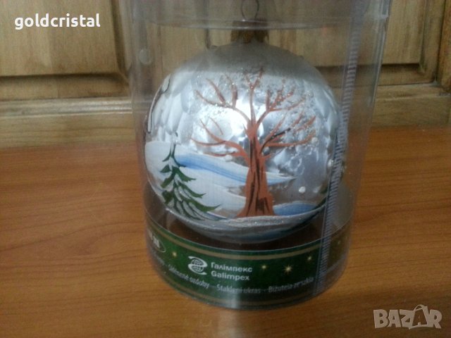 Стъклена коледна топка за елха ръчно рисувана, снимка 2 - Антикварни и старинни предмети - 43237427