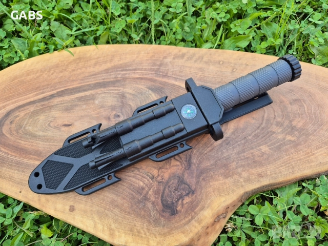 Тактически нож с кания,компас,запалка,точило и свирка, 2518А, снимка 4 - Ножове - 51547164