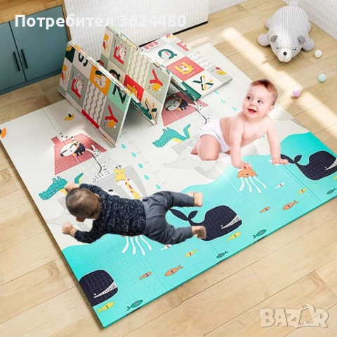 Бебешко меко килимче за игра 150х180 см 4613, снимка 7 - Други - 53450348