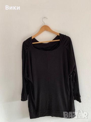 Дамска черна туника блуза, снимка 3 - Блузи с дълъг ръкав и пуловери - 26997777