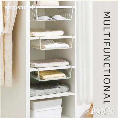 МЕТАЛНА КОШНИЦА, ОКАЧЕНА ЗА ПОД РАФТА, 30x26x14см, СИВА, снимка 4 - Аксесоари за кухня - 53326837