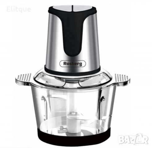 Чопър Rosberg, 500W, 3 л., 2 скорости, стъклена купа, Черен/ Сребрист, 2 ГОДИНИ ГАРАНЦИЯ, снимка 2 - Други - 52897864