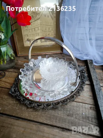 Антикрен комплект кристал и сребро , снимка 14 - Антикварни и старинни предмети - 49897220