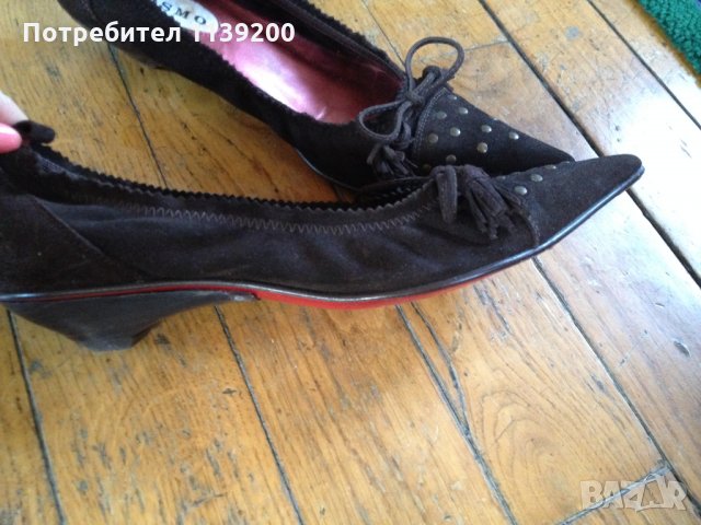 Cosmo 37 френски обувки естествена кожа кафяв велур , снимка 6 - Дамски ежедневни обувки - 26851297