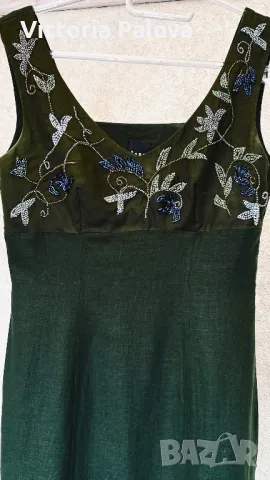 Елегантна зелена  ленена рокля JONES USA