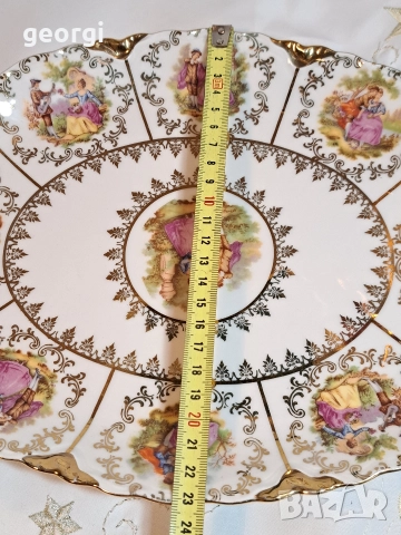 немско порцеланово елипсовидно плато с позлата Ромео и Жулиета М1, снимка 8 - Сервизи - 52983182