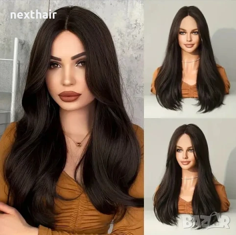 Черна 55 см перука на път, снимка 1