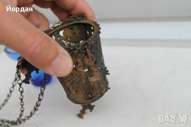 Старо бронзово кандило, снимка 7 - Антикварни и старинни предмети - 50448005