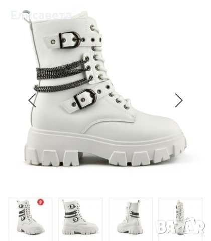Дамски модерни бели топли боти , снимка 5 - Дамски боти - 43652958