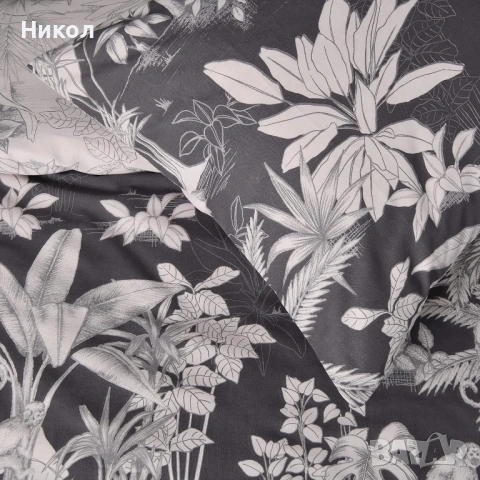 Комплект Sleepdown Tropical Monkey Black Natural, двулицев, Super King (260x200 см) , снимка 3 - Спално бельо - 53143656