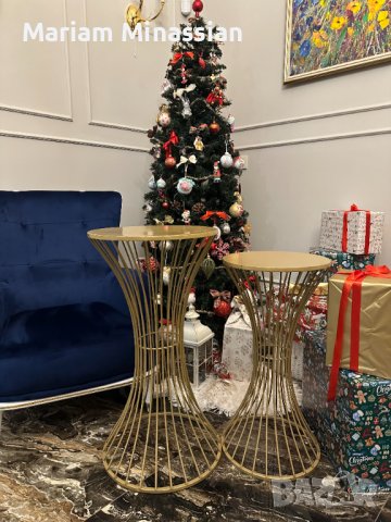 Златни елегантни масички - 70 см. и 85 см под наем, снимка 2 - Декорация - 43786286