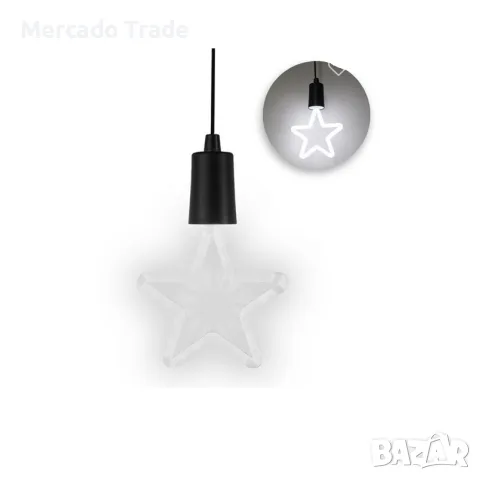 Декоративна парти лампа Mercado Trade, Неоново звезда, Бял, снимка 2 - Декорация за дома - 48802700