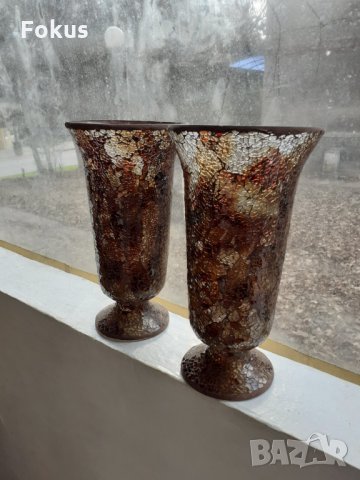 Две страхотни големи вази стъклена мозайка Уникати, снимка 2 - Антикварни и старинни предмети - 35254504