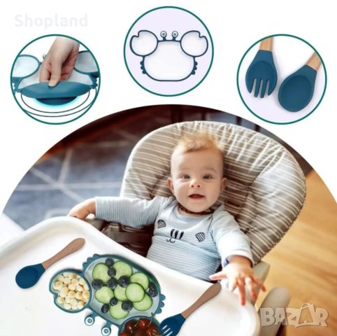 Бебешки силиконов комплект за хранене, снимка 12 - Прибори, съдове, шишета и биберони - 43950108