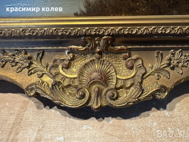 алпийски пейзаж/платно/ в масивна барокова рамка, снимка 2 - Антикварни и старинни предмети - 51990282
