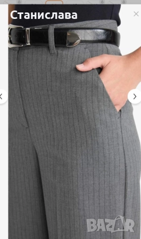 Елегантен нов дамски панталон в сиво с райе, снимка 5 - Панталони - 52747090