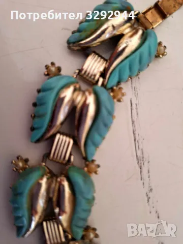 Старинна гривна с тюркоази и перлички, снимка 2 - Бижутерийни комплекти - 48153509