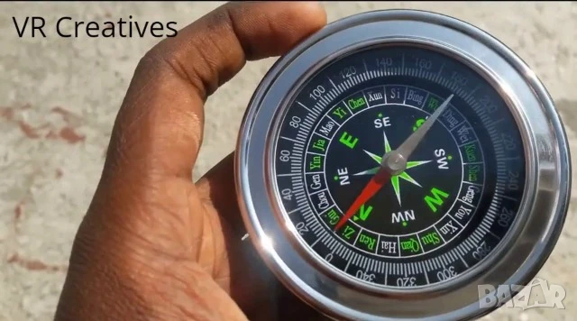 Компактен компас от неръждаема стомана 7.5см диаметър , снимка 2 - Екипировка - 51375207