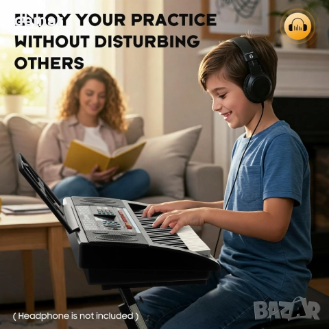 CAHAYA 61-клавишно електрическо пиано, стойка, столче, 1 микрофон, снимка 5 - Пиана - 52672313