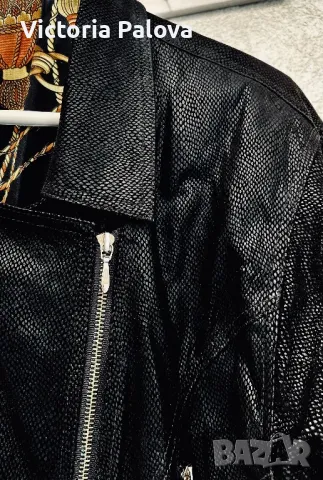 Прекрасно скъпо кожено яке тип байкърско с диагонален цип, снимка 6 - Якета - 47670261