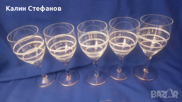 Ретро ракиени чашки, столче, златни кантове, бели кантове 5 бр, снимка 3 - Чаши - 44934989