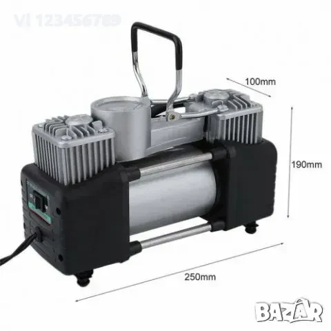 Мощен двуцилиндров компресор за автомобили в куфар с инструменти, снимка 4 - Аксесоари и консумативи - 50784954