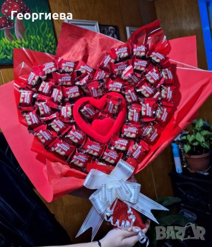 ЗАПОВЯДАЙТЕ‼️ Ръчно изработен, шоколадов букет сърце"MY LOVE"🍫💖, снимка 1 - Подаръци за жени - 43945896