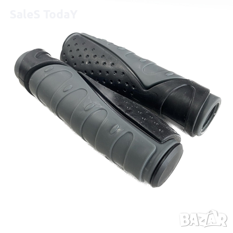 Дръжки за велосипед, гумени, 2бр, 22мм , Черно / Сиво, снимка 2 - Аксесоари за велосипеди - 44872187