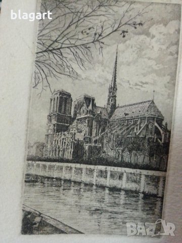 Графика-офорт"Нотр Дам"-Париж 1930г., снимка 8 - Колекции - 26650798