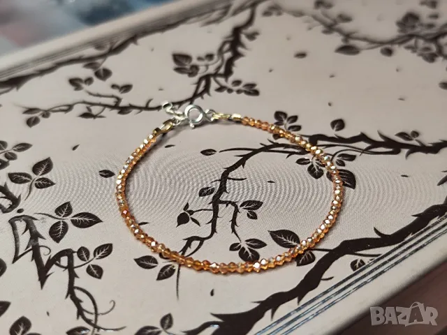 Дамска гривна със стъклени мъниста и 925 сребърна закопчалка, снимка 1