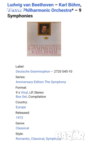 Ludwig van Beethoven – Karl Böhm, Vienna Philharmonic Orchestra* ‎– 9 Symphonies BOX SET  от 9 плочи, снимка 5 - Грамофонни плочи - 52619526