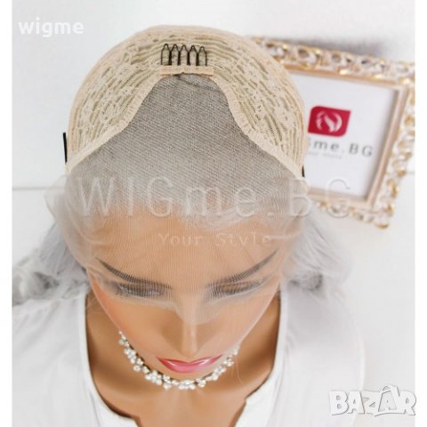 Дълга на вълни сребриста лейс фронт перука Силвър, снимка 7 - Аксесоари за коса - 32378653