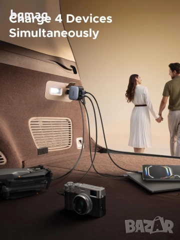 UGREEN Nexode 145W зарядно за автомобил, с интегриран прибиращ се кабел, снимка 8 - Зарядни за кола - 52106073