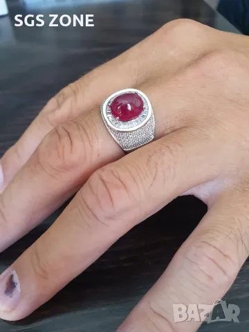 Мъжки Сребърни Пръстени с Естествени Камъни, снимка 2 - Колиета, медальони, синджири - 49932200