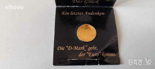 1 pfennig, златно покритие, снимка 2 - Нумизматика и бонистика - 44858195