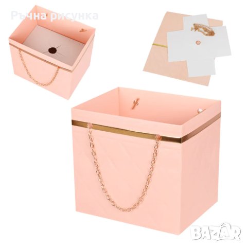 Подаръчна кутия "Чантичка" с дръжки от синджир /10 броя в стек/, снимка 3 - Декорация за дома - 44081417