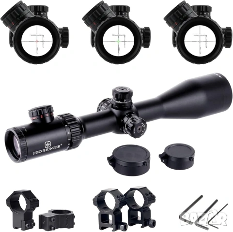 Оптика FOCUHUNTER 4-24x50 SF, оптически прицел с подсветка и монтажи