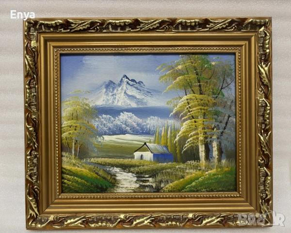 Пейзаж с брези и снежна планина