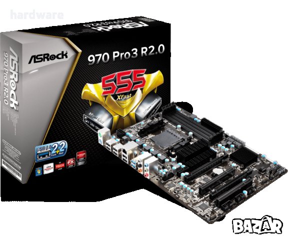 дънна платка asrock 970 pro3 r2.0 сокет socket am3+, снимка 1