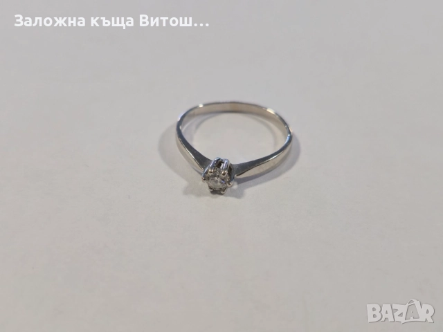 Златен пръстен бяло злато 14к 1.64гр., снимка 1