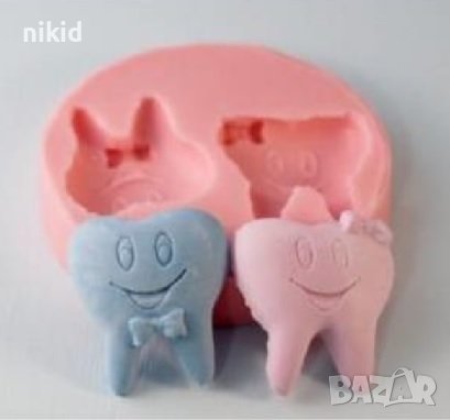 Зъб Първо Зъбче с усмивка корен силиконов молд форма калъп фондан шоколад гипс , снимка 4 - Форми - 30263769