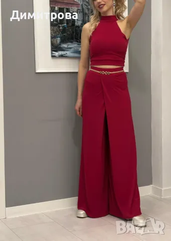Дамски червен пола панталон XS, S, M, L, снимка 2 - Панталони - 49522340